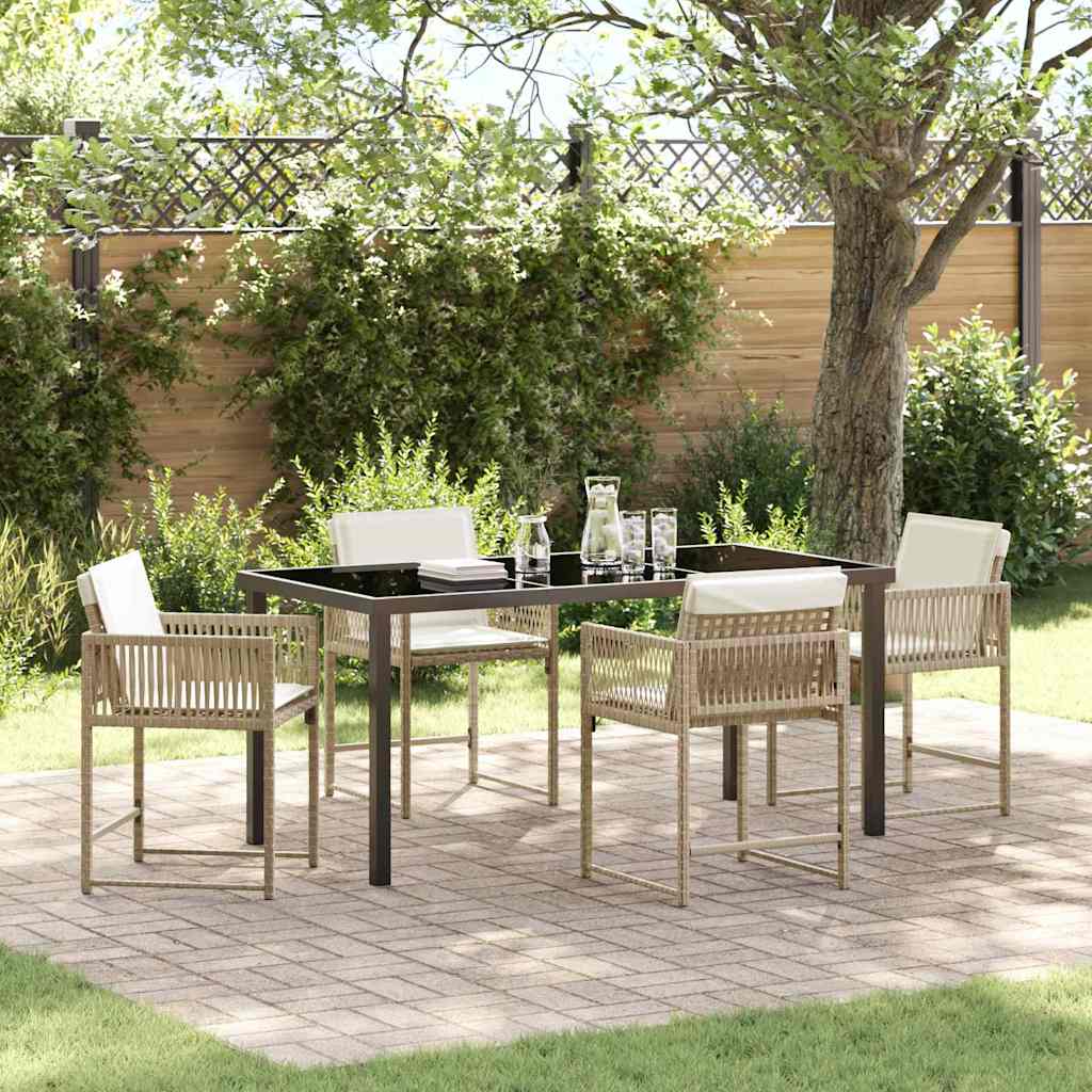 Tuin eettafelset 5 pcs Beige poly rattan – afbeelding 1