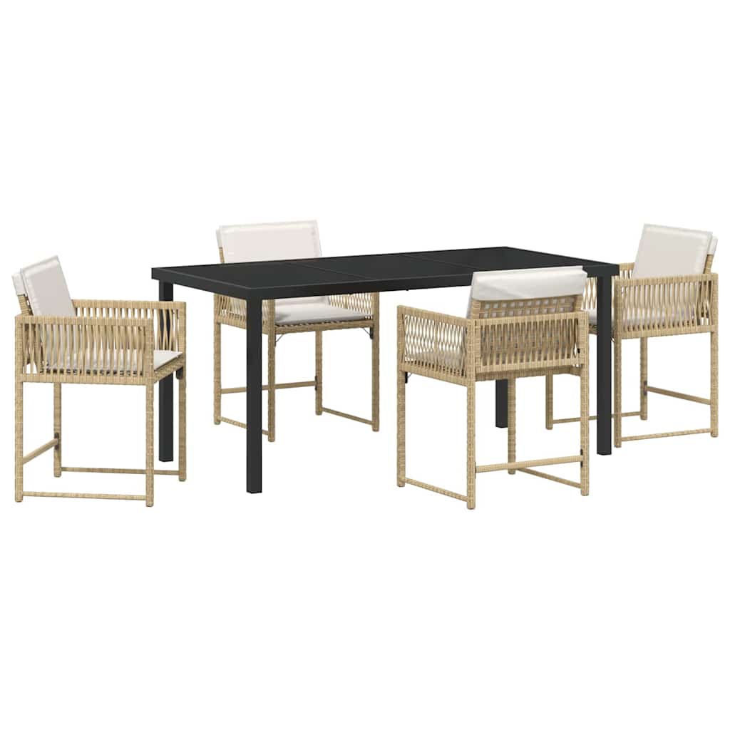 Tuin eettafelset 5 pcs Beige poly rattan – afbeelding 2