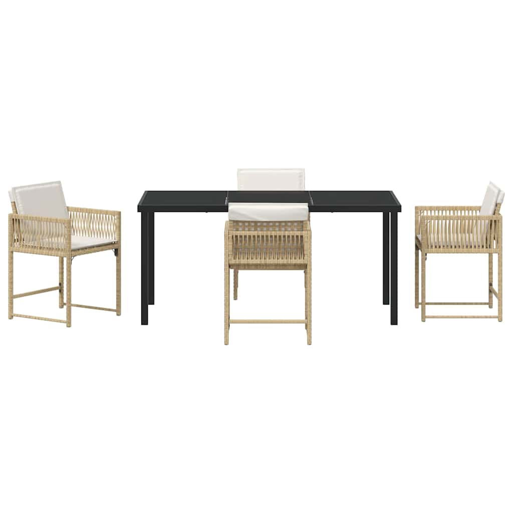 Tuin eettafelset 5 pcs Beige poly rattan – afbeelding 7