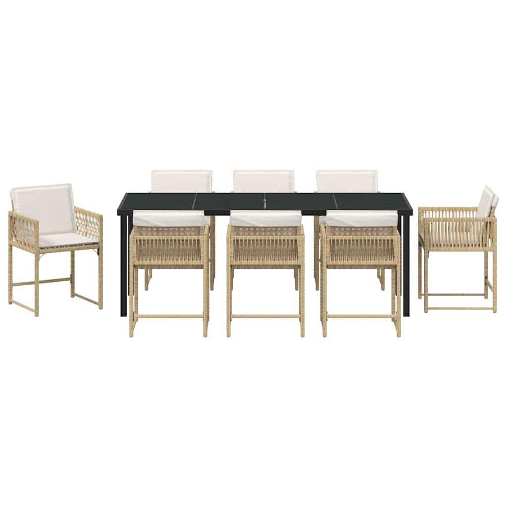 Tuin eettafelset 9 pcs Beige poly rattan – afbeelding 7