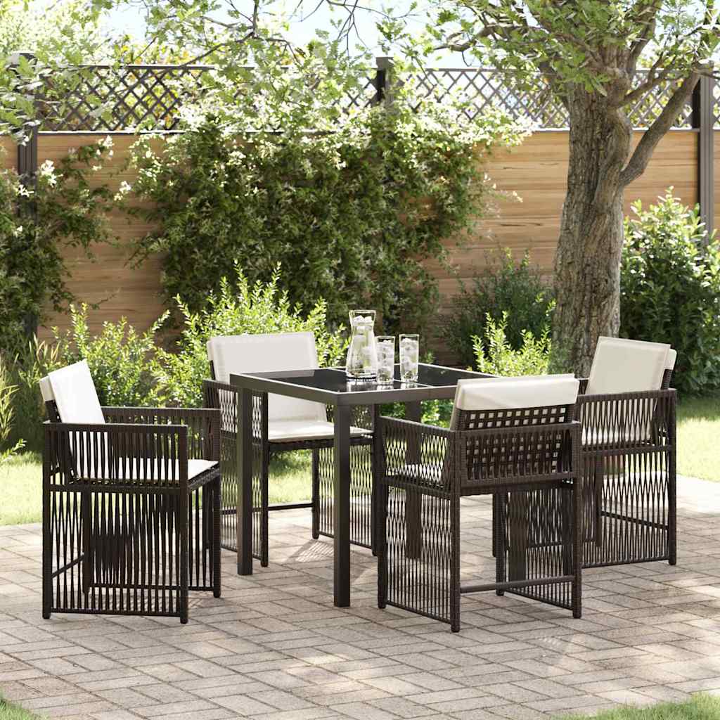 Tuin eettafelset 5 pcs Bruin poly rattan – afbeelding 1