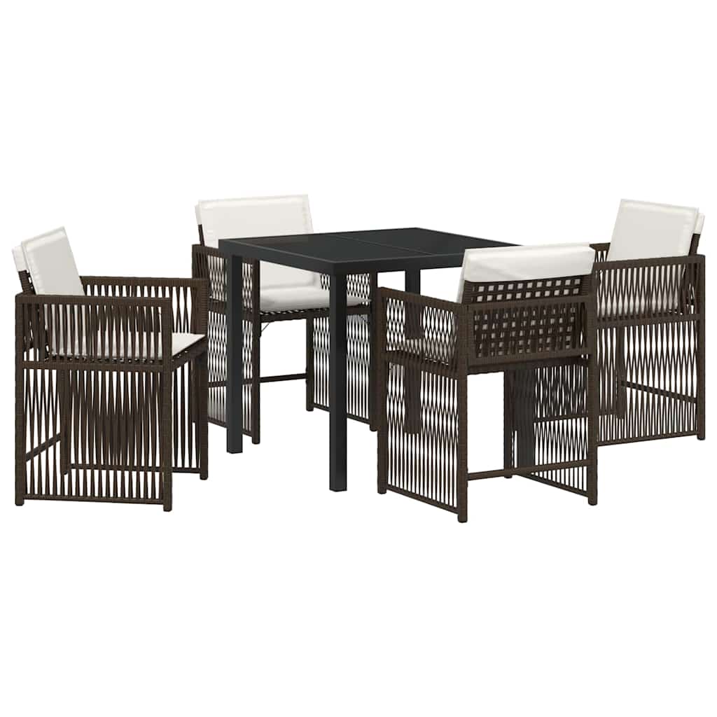 Tuin eettafelset 5 pcs Bruin poly rattan – afbeelding 2