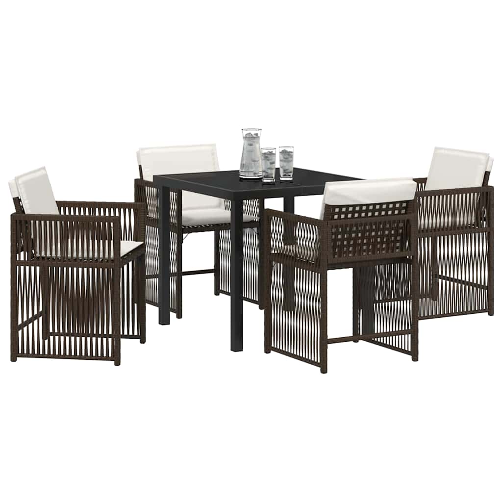 Tuin eettafelset 5 pcs Bruin poly rattan – afbeelding 3