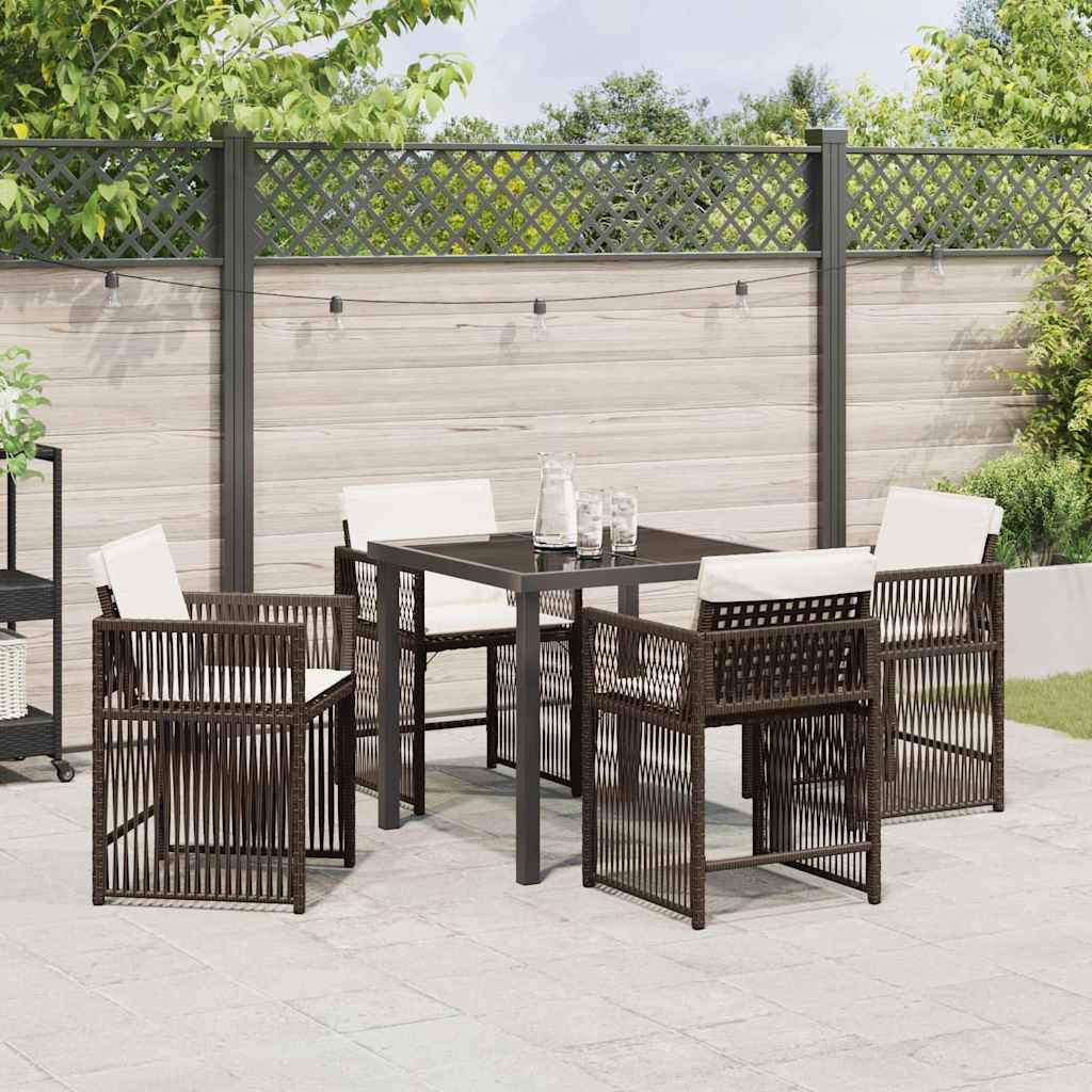 Tuin eettafelset 5 pcs Bruin poly rattan – afbeelding 4