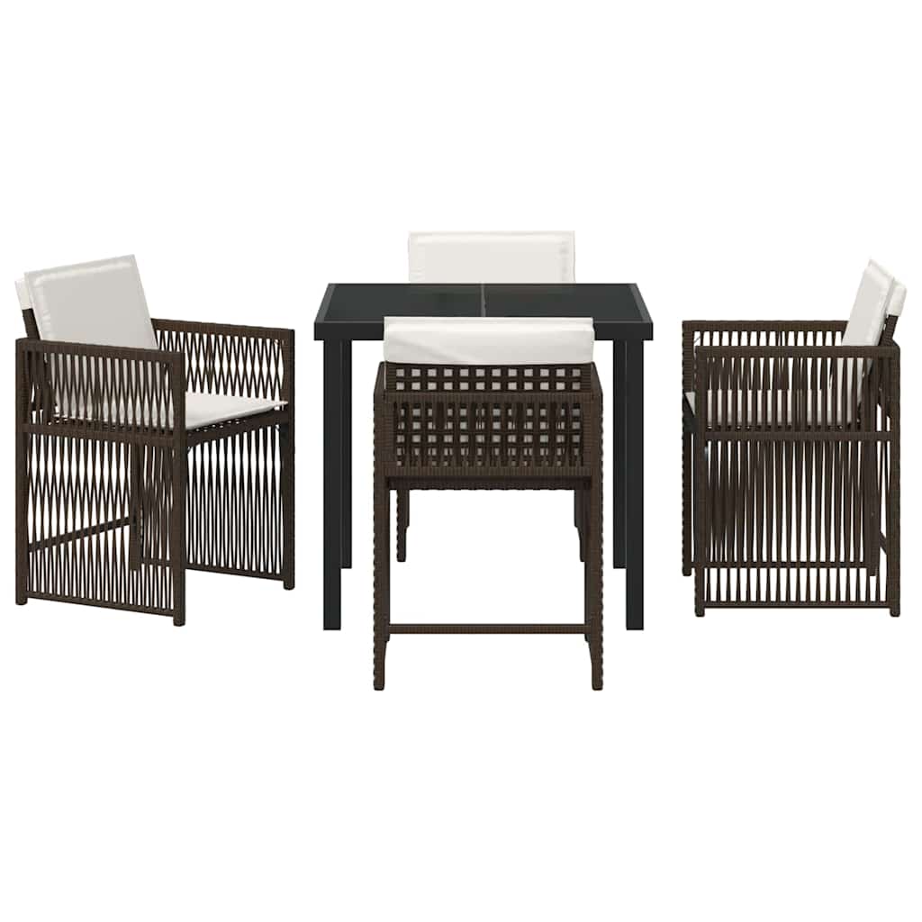 Tuin eettafelset 5 pcs Bruin poly rattan – afbeelding 7