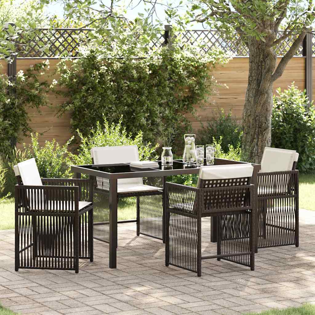 Tuin eettafelset 5 pcs Bruin poly rattan – afbeelding 1