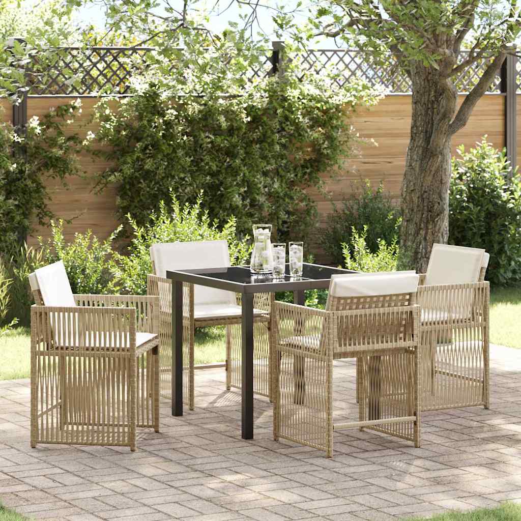 Tuin eettafelset 5 pcs Beige poly rattan – afbeelding 1