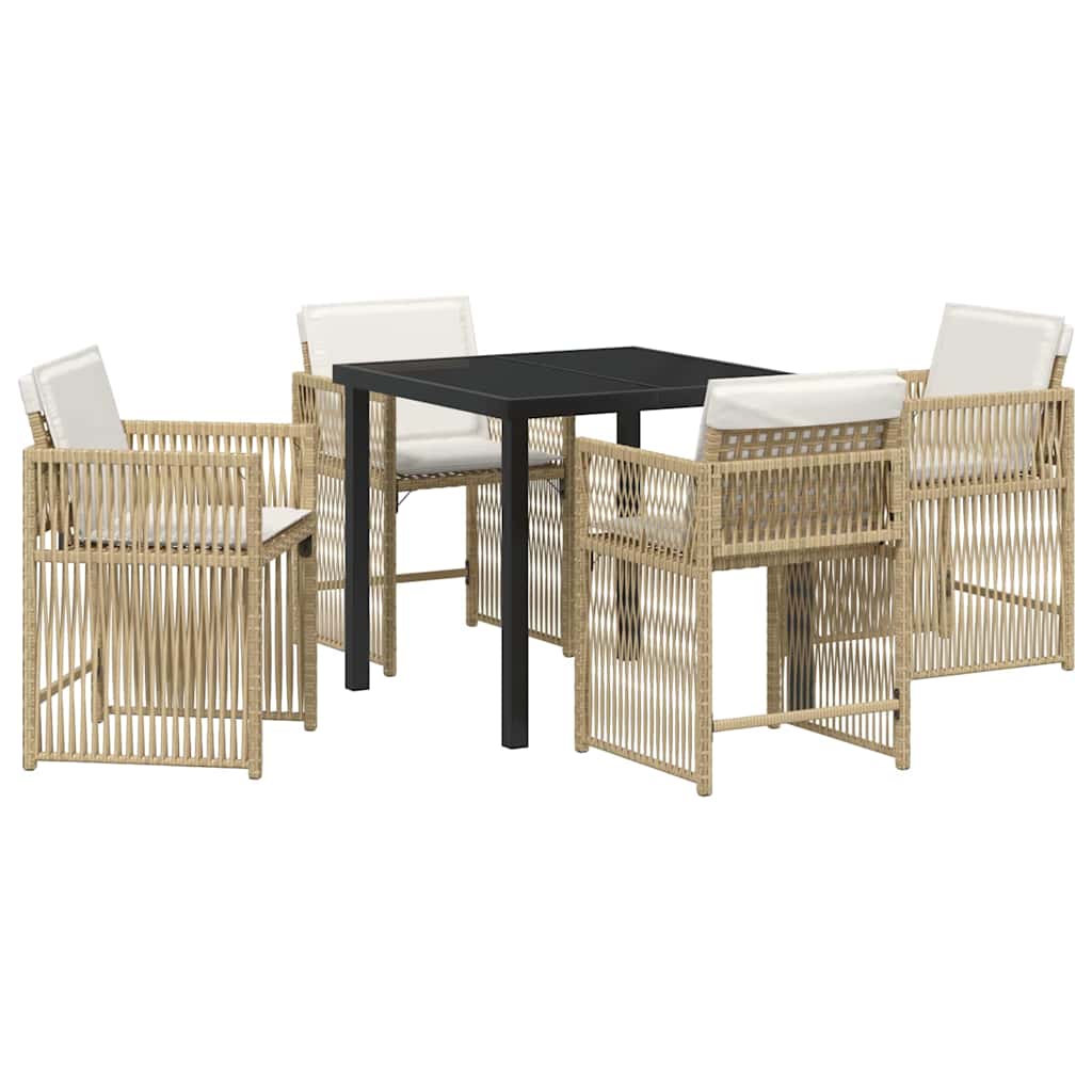 Tuin eettafelset 5 pcs Beige poly rattan – afbeelding 2