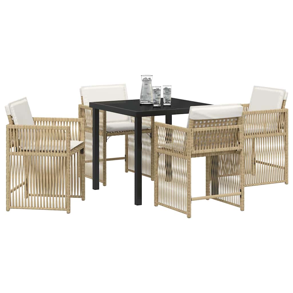 Tuin eettafelset 5 pcs Beige poly rattan – afbeelding 3