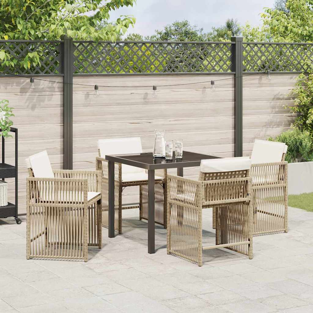Tuin eettafelset 5 pcs Beige poly rattan – afbeelding 4