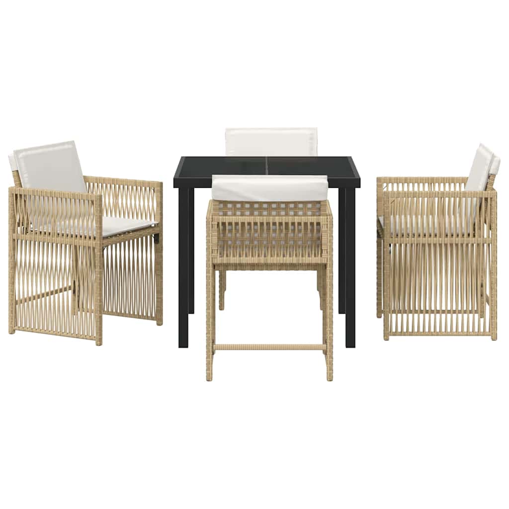 Tuin eettafelset 5 pcs Beige poly rattan – afbeelding 7