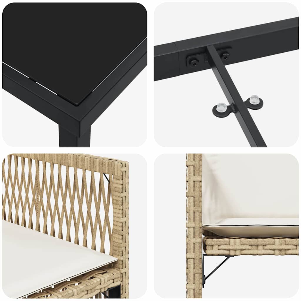 Tuin eettafelset 5 pcs Beige poly rattan – afbeelding 9