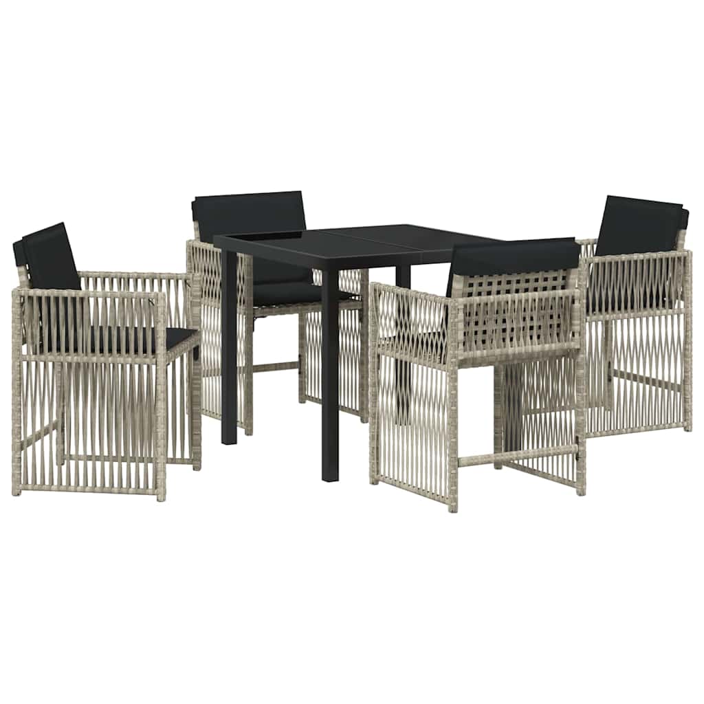 Tuin eettafelset 5 pcs Lichtgrijs poly rattan – afbeelding 2