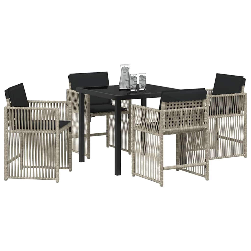 Tuin eettafelset 5 pcs Lichtgrijs poly rattan – afbeelding 3