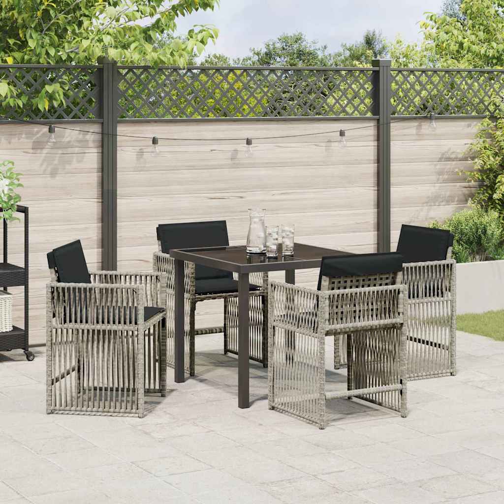 Tuin eettafelset 5 pcs Lichtgrijs poly rattan – afbeelding 4