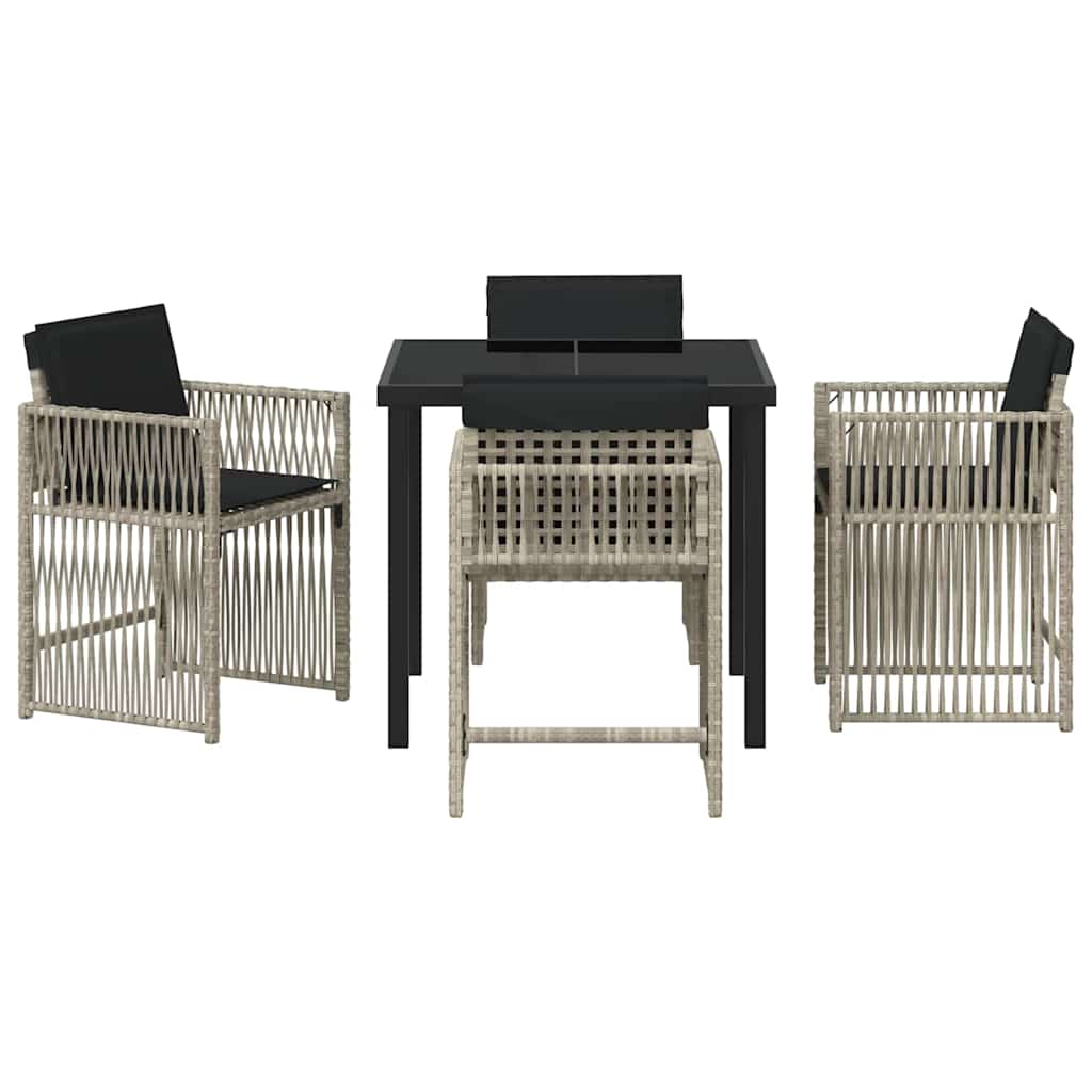 Tuin eettafelset 5 pcs Lichtgrijs poly rattan – afbeelding 7