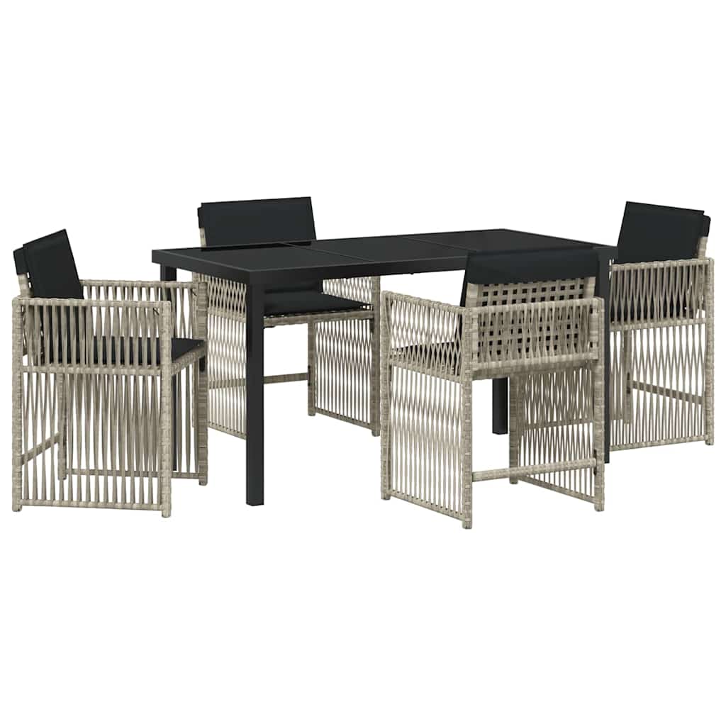 Tuin eettafelset 5 pcs Lichtgrijs poly rattan – afbeelding 2