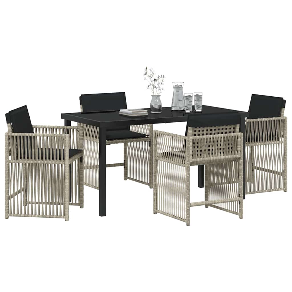 Tuin eettafelset 5 pcs Lichtgrijs poly rattan – afbeelding 3
