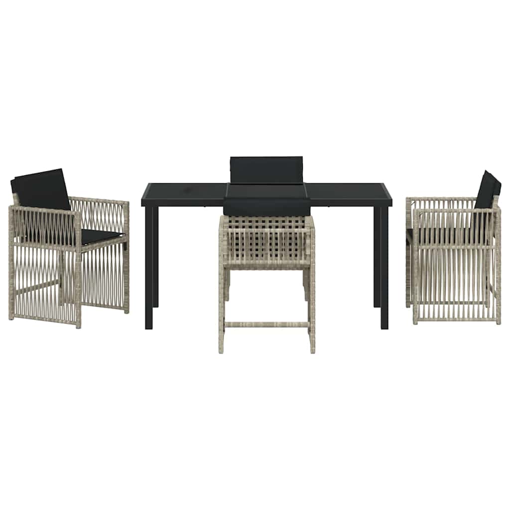 Tuin eettafelset 5 pcs Lichtgrijs poly rattan – afbeelding 7