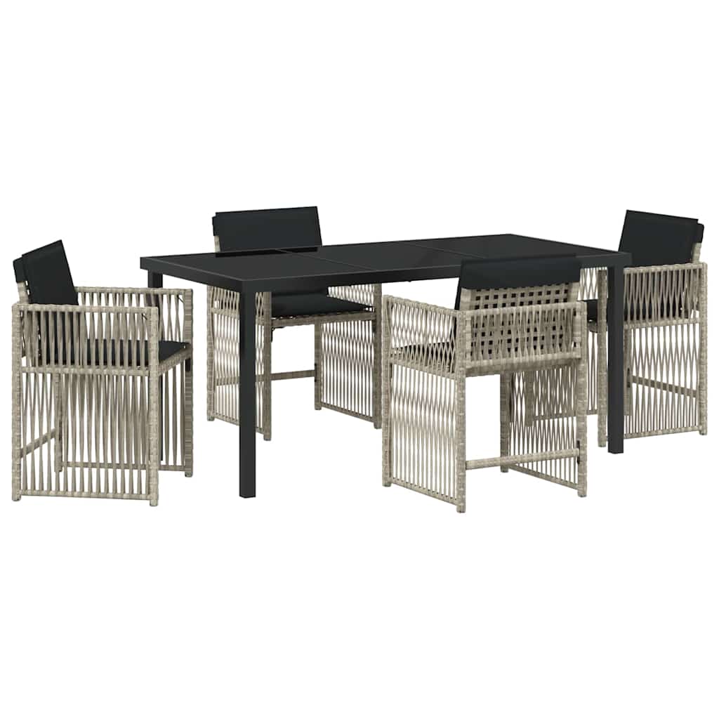 Tuin eettafelset 5 pcs Lichtgrijs poly rattan – afbeelding 2