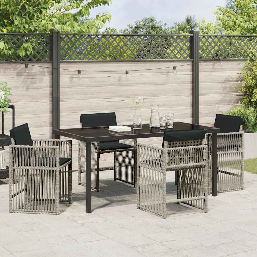Tuin eettafelset 5 pcs Lichtgrijs poly rattan – afbeelding 4