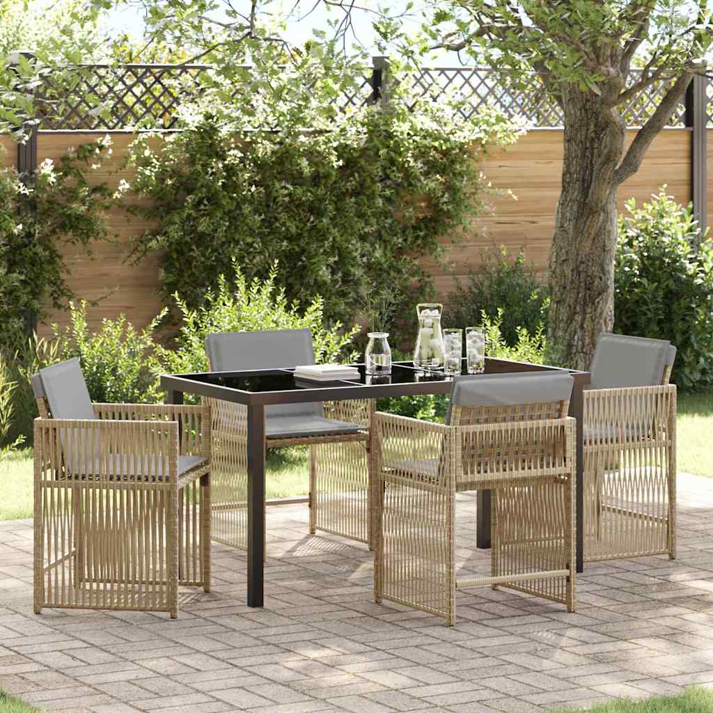 Tuin eettafelset 5 pcs Beige poly rattan – afbeelding 1