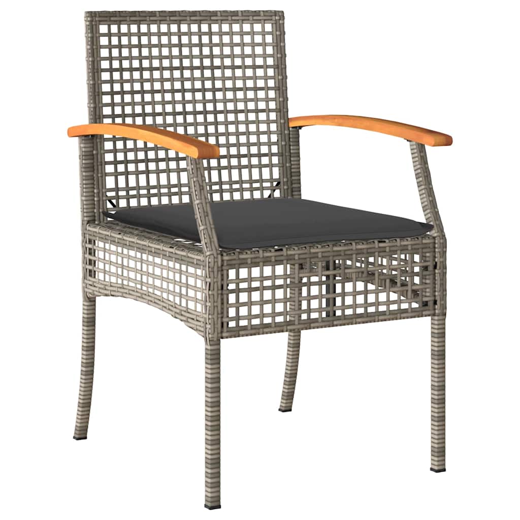 Tuin eettafelset met kussen 9 pcs Grijs en zwart Rattan – afbeelding 6