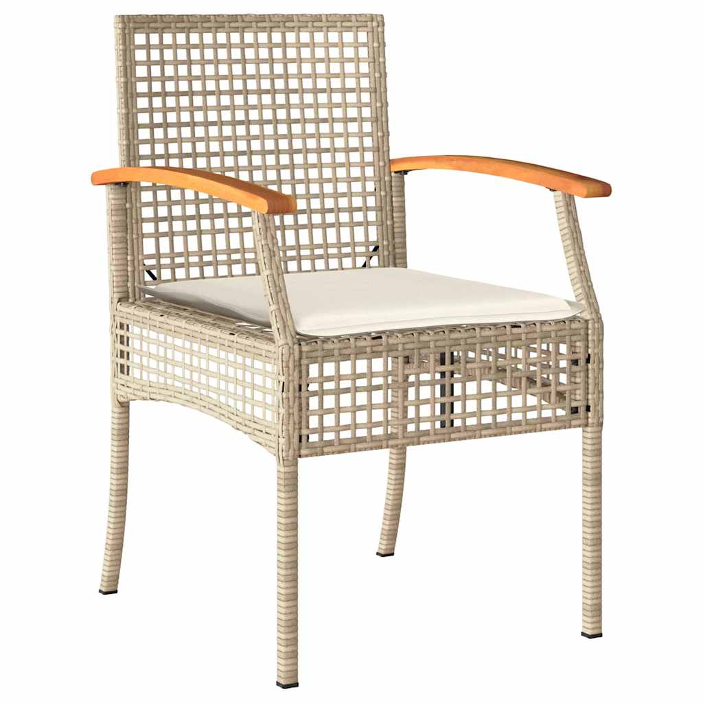 Tuin eettafelset met kussen 5 pcs Beige en zwart Rattan – afbeelding 6