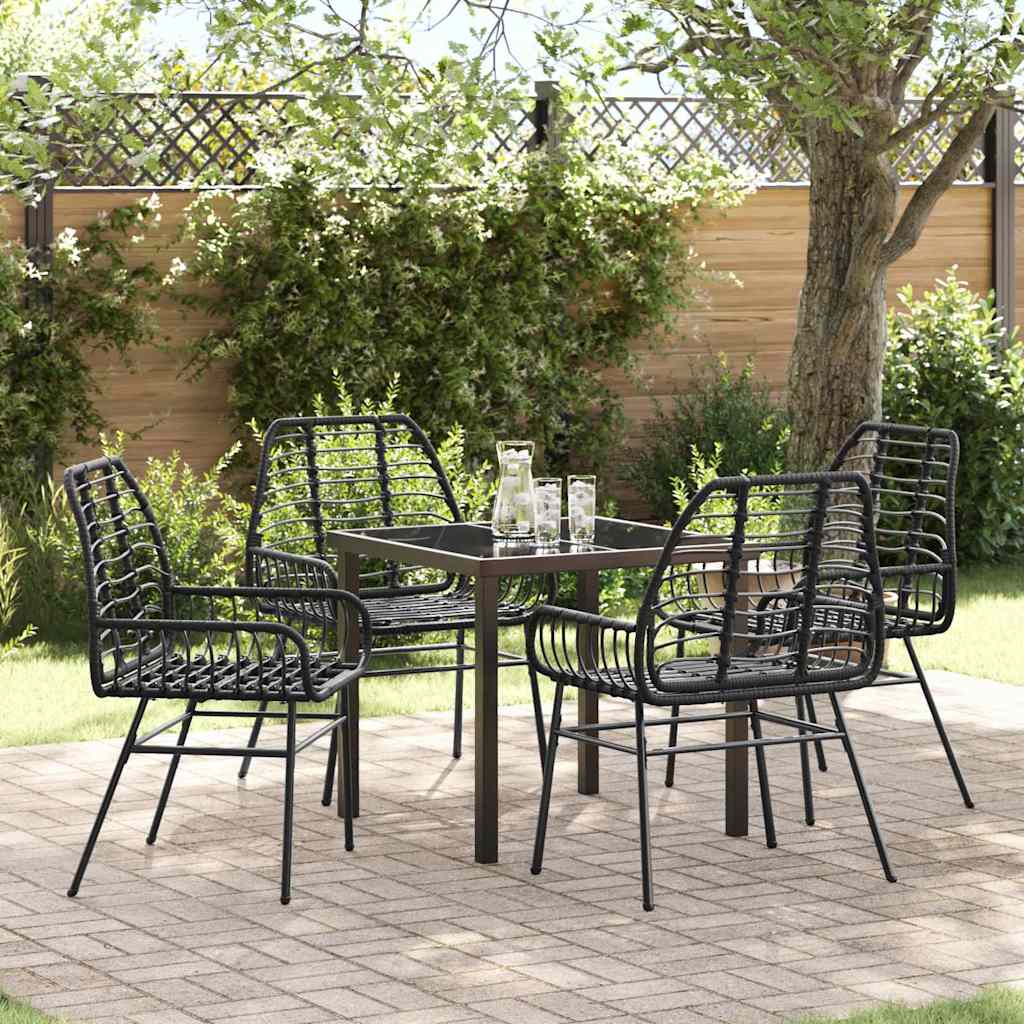 Tuin eettafelset 5 pcs Zwart poly rattan – afbeelding 1