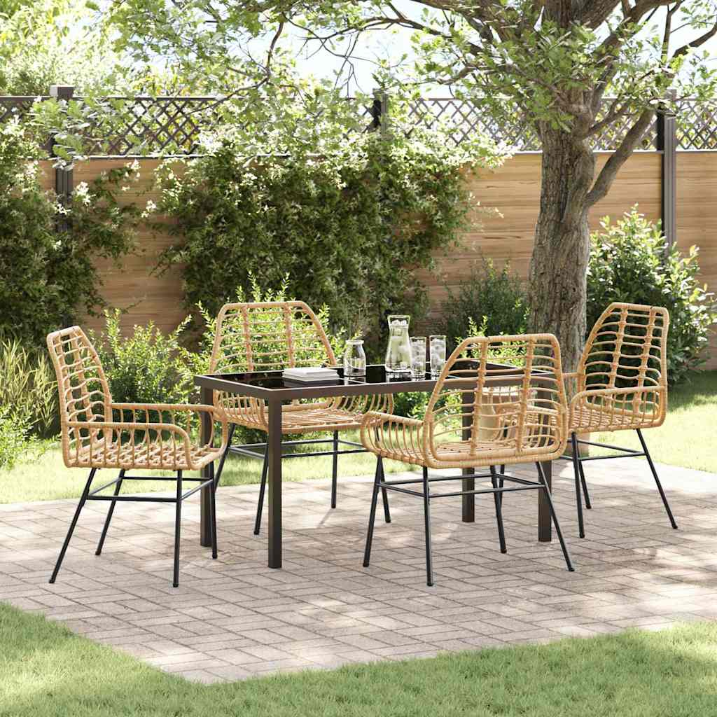 Tuin eettafelset 5 pcs Bruin poly rattan