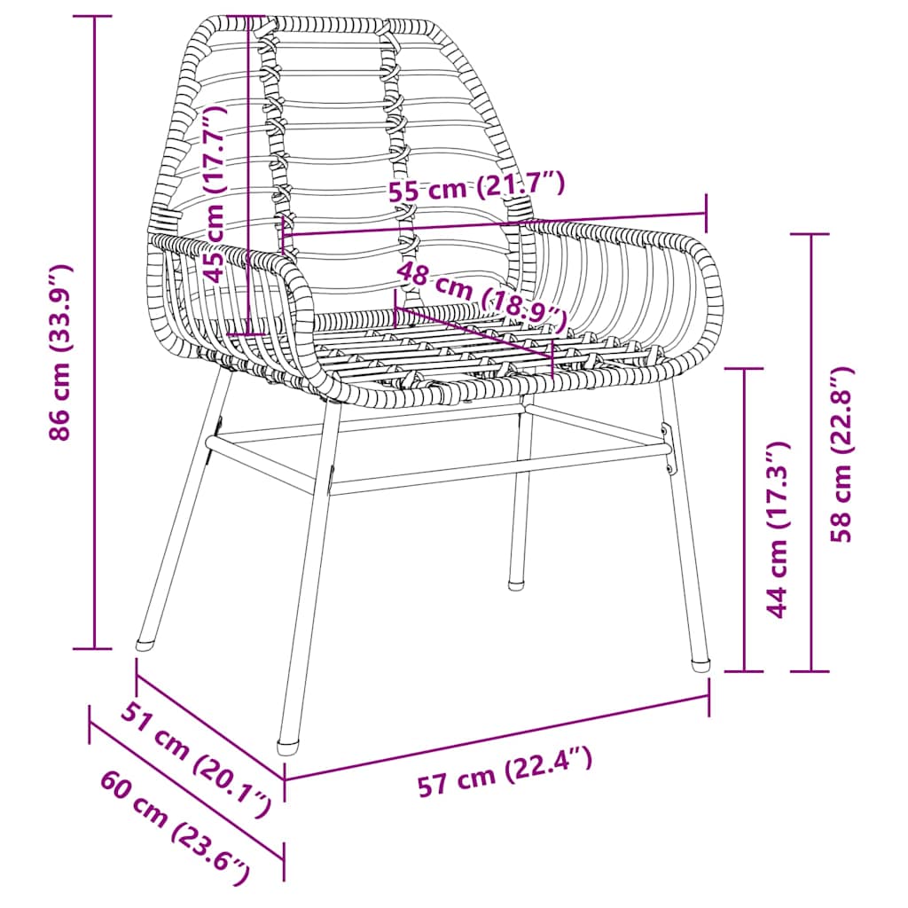 Tuin eettafelset 7 pcs Bruin poly rattan – afbeelding 10