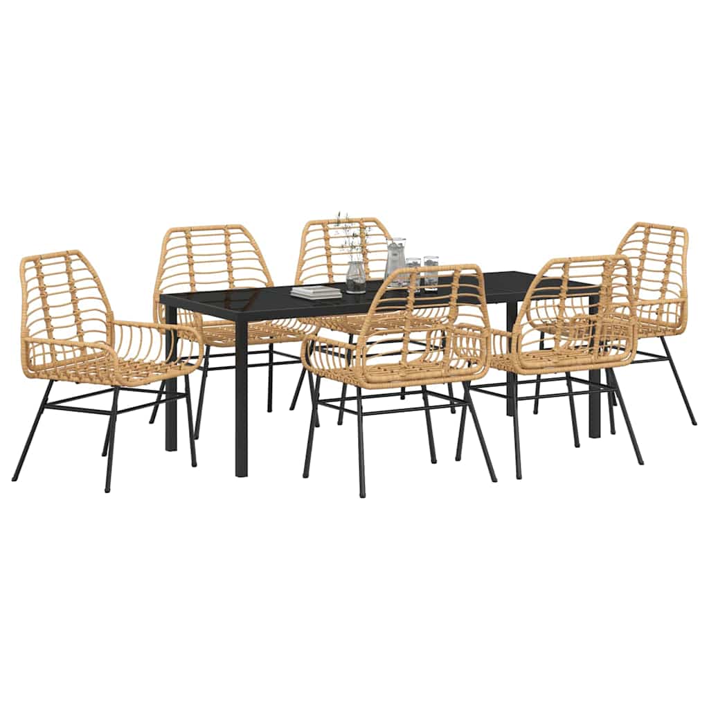 Tuin eettafelset 7 pcs Bruin poly rattan – afbeelding 3