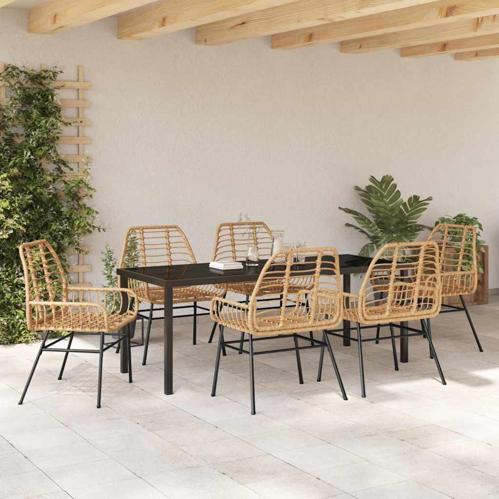 Tuin eettafelset 7 pcs Bruin poly rattan – afbeelding 4