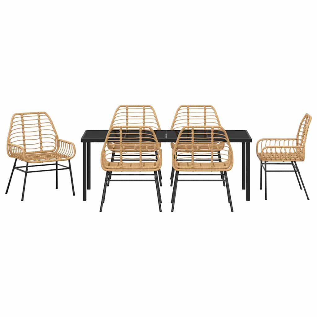 Tuin eettafelset 7 pcs Bruin poly rattan – afbeelding 7