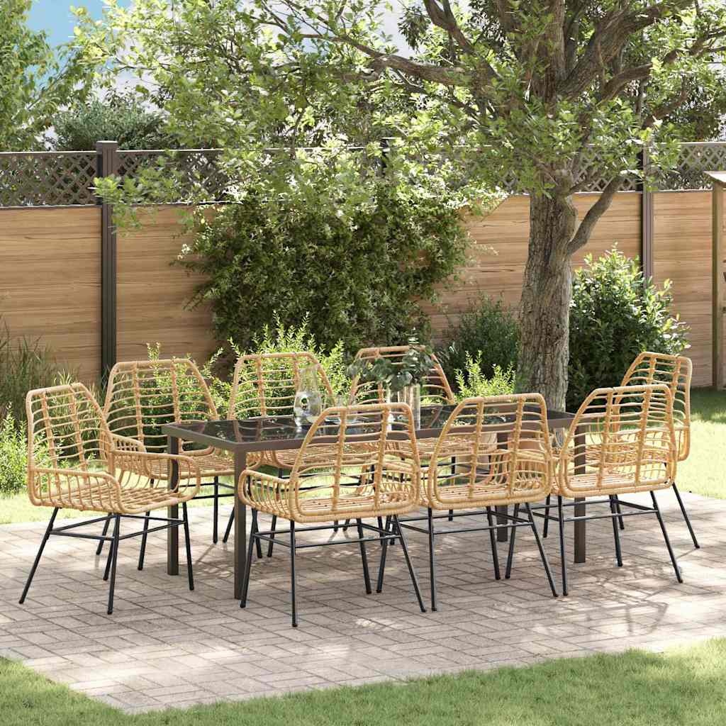 Tuin eettafelset 9 pcs Bruin poly rattan – afbeelding 1