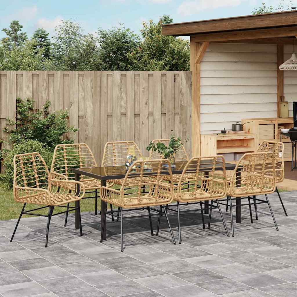 Tuin eettafelset 9 pcs Bruin poly rattan – afbeelding 4