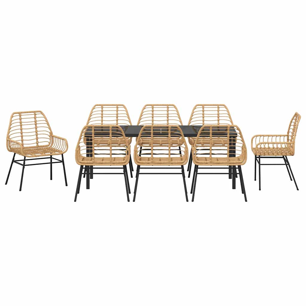 Tuin eettafelset 9 pcs Bruin poly rattan – afbeelding 7