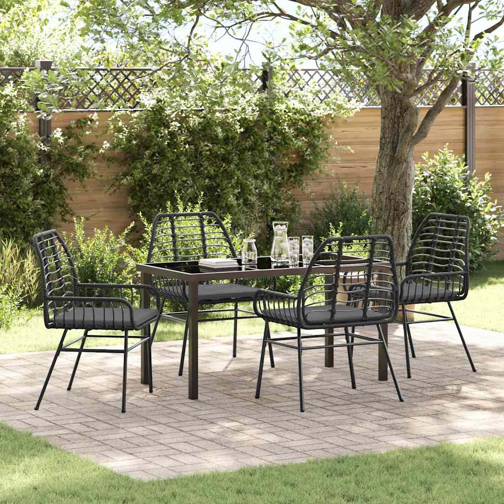 Tuin eettafelset 5 pcs Zwart poly rattan – afbeelding 1