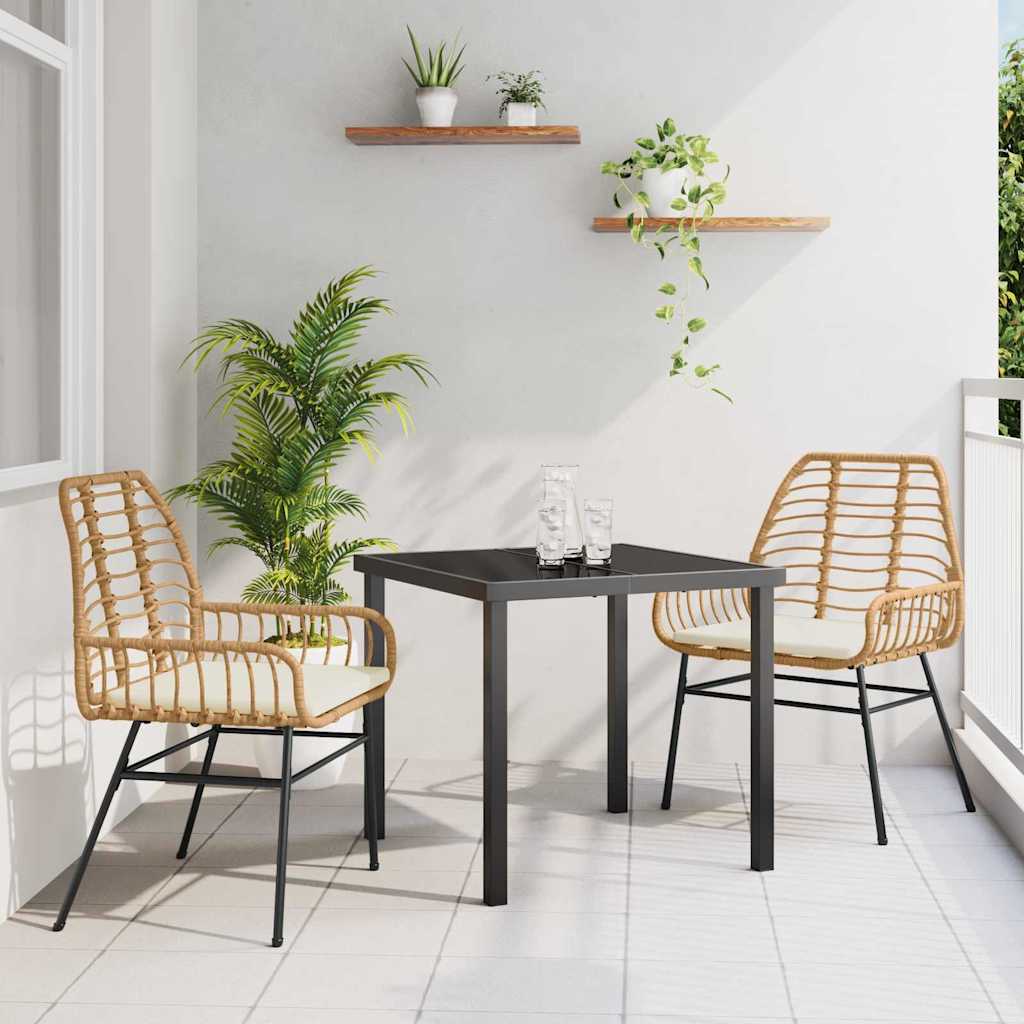 Tuin eettafelset 3 pcs Bruin poly rattan – afbeelding 1