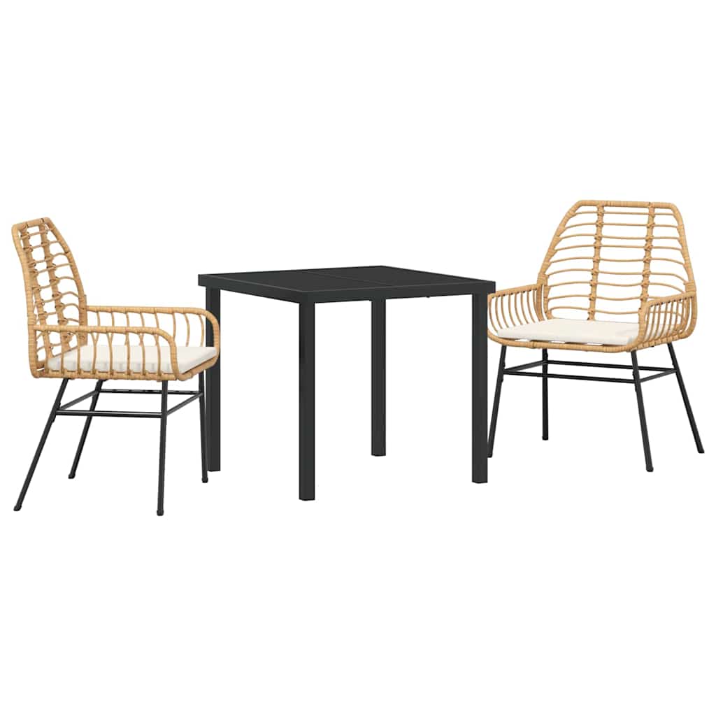 Tuin eettafelset 3 pcs Bruin poly rattan – afbeelding 2
