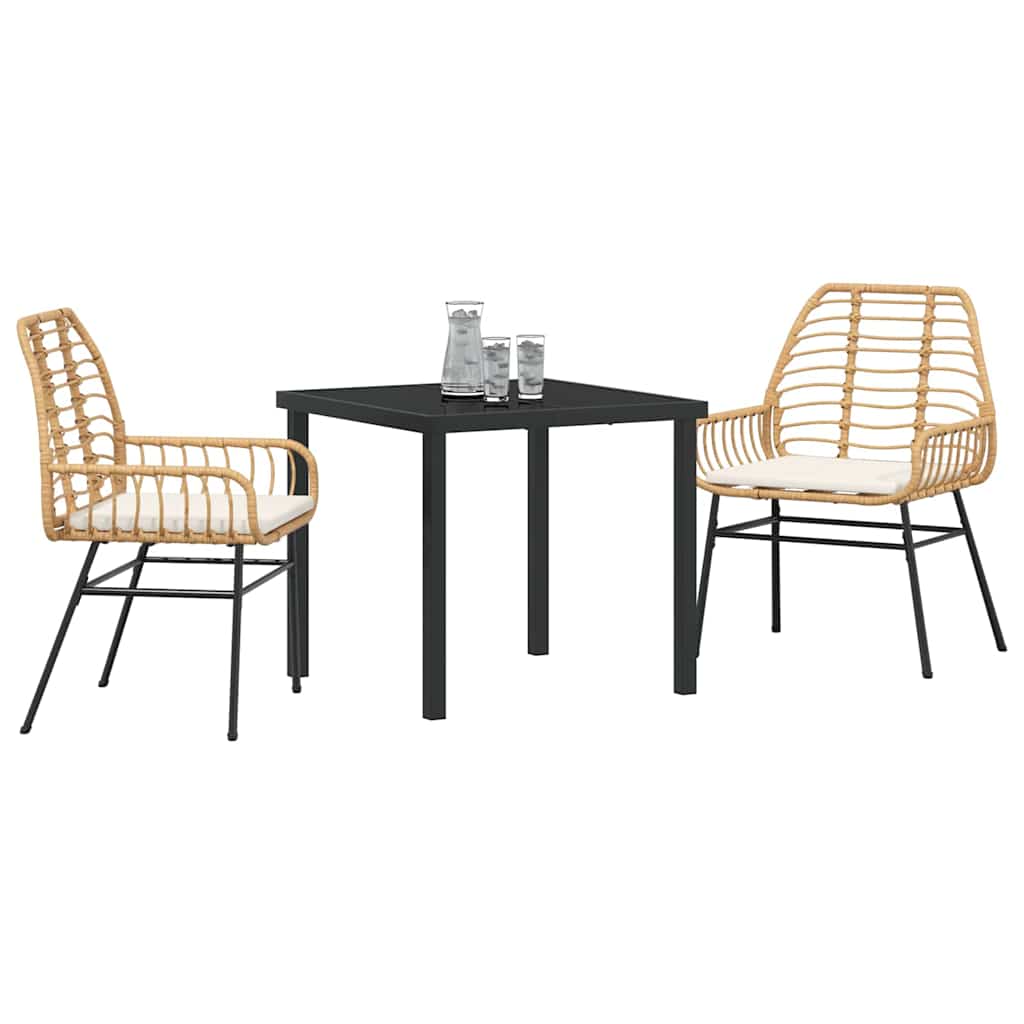 Tuin eettafelset 3 pcs Bruin poly rattan – afbeelding 3