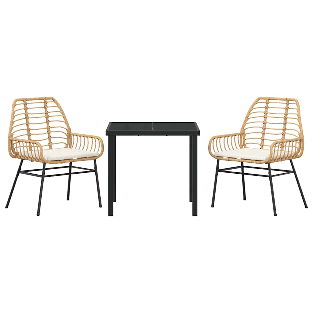 Tuin eettafelset 3 pcs Bruin poly rattan – afbeelding 7