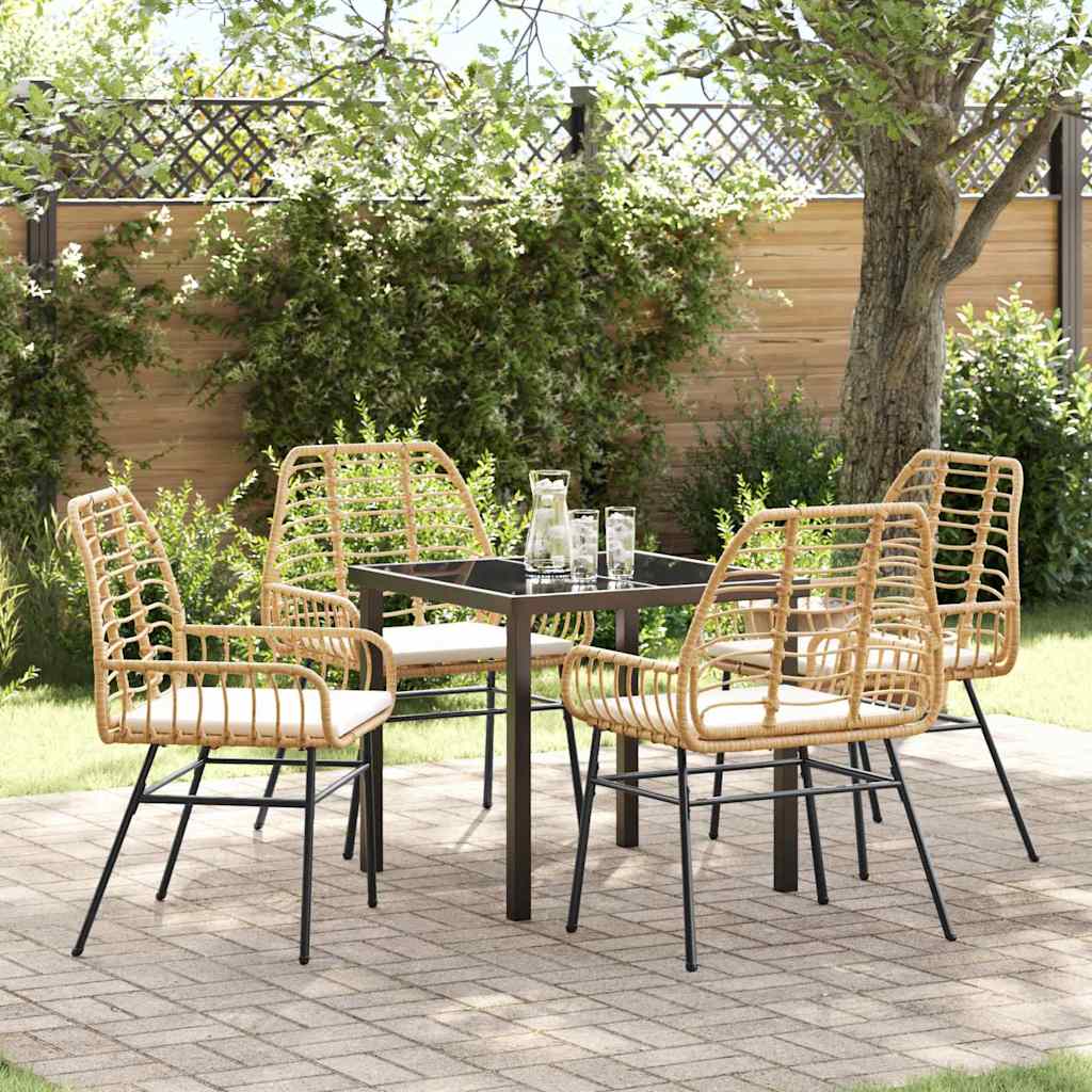 Tuin eettafelset 5 pcs Bruin poly rattan – afbeelding 1