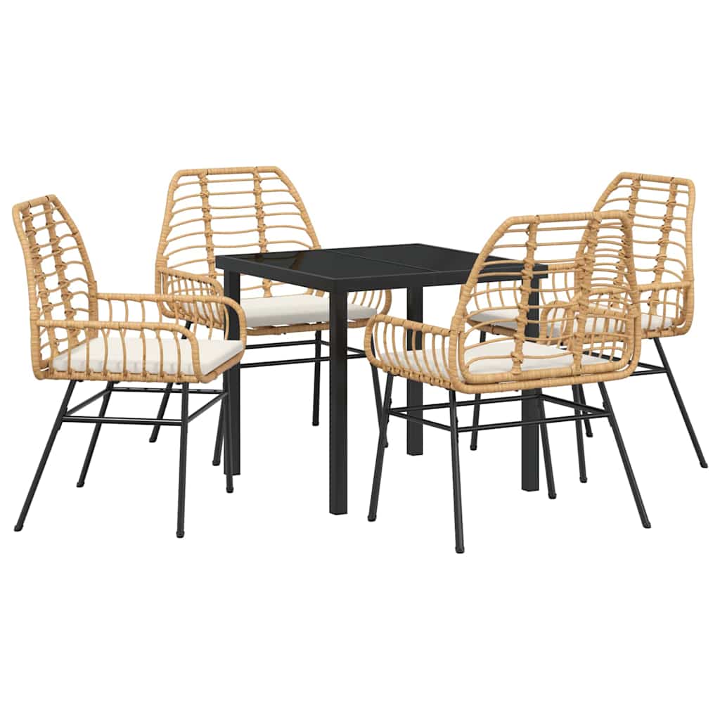 Tuin eettafelset 5 pcs Bruin poly rattan – afbeelding 2