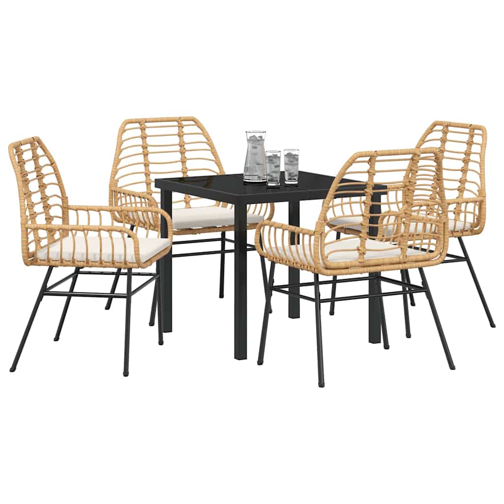 Tuin eettafelset 5 pcs Bruin poly rattan – afbeelding 3