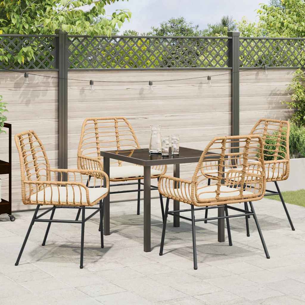 Tuin eettafelset 5 pcs Bruin poly rattan – afbeelding 4