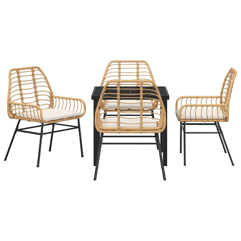 Tuin eettafelset 5 pcs Bruin poly rattan – afbeelding 7