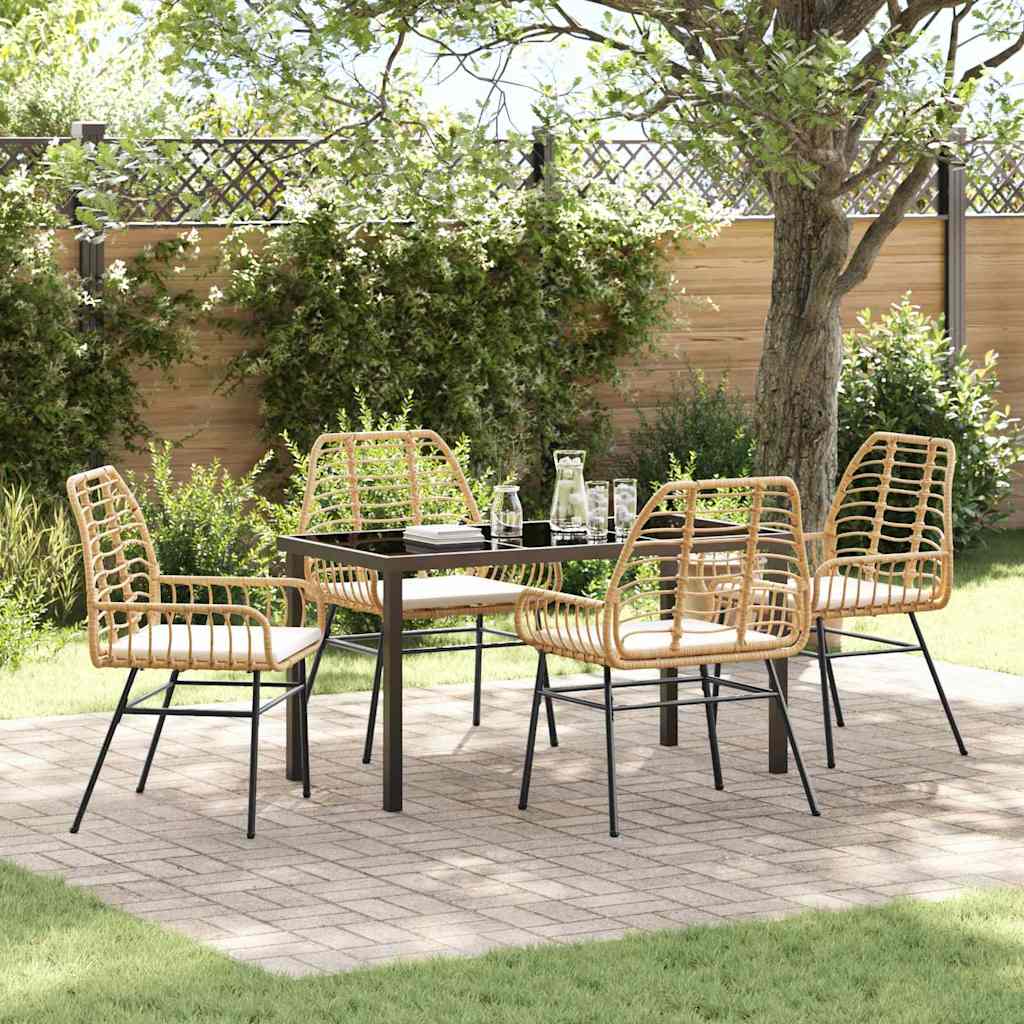 Tuin eettafelset 5 pcs Bruin poly rattan – afbeelding 1
