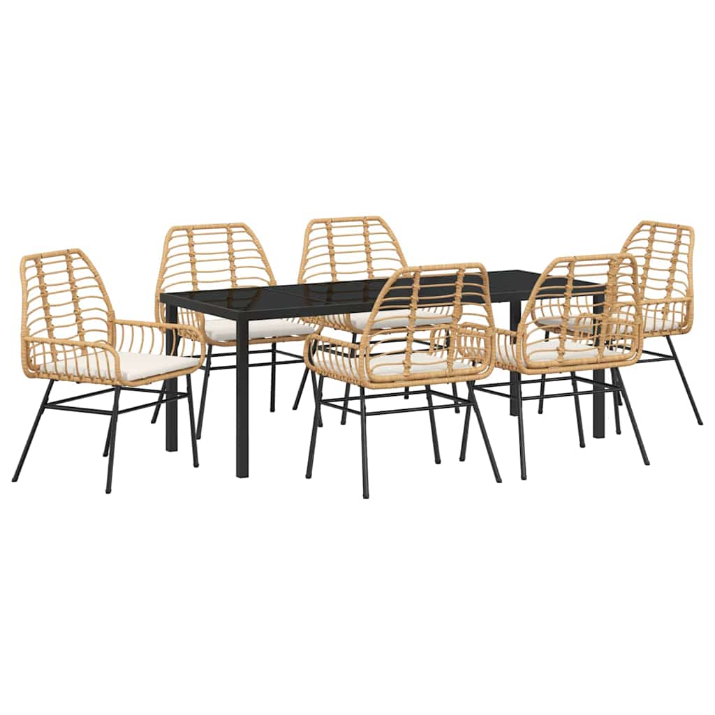 Tuin eettafelset 7 pcs Bruin poly rattan – afbeelding 2