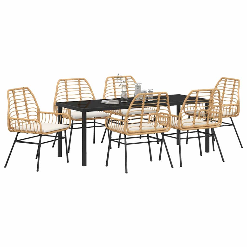 Tuin eettafelset 7 pcs Bruin poly rattan – afbeelding 3